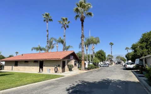 view of the Office and RV Sites at San Bernardino RV Park