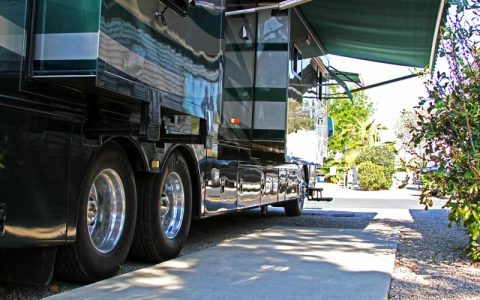 View of an RV at San Bernardino RV Park